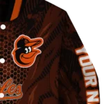 customized baltimore orioles hexagon mesh orange black varsity jacket best selling