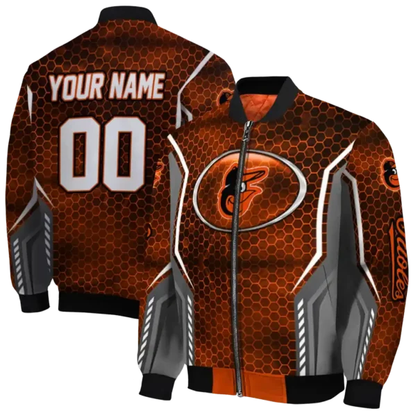 customized baltimore orioles power plate orange bomber jacket fashion forward