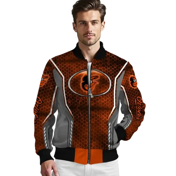 customized baltimore orioles power plate orange bomber jacket high quality
