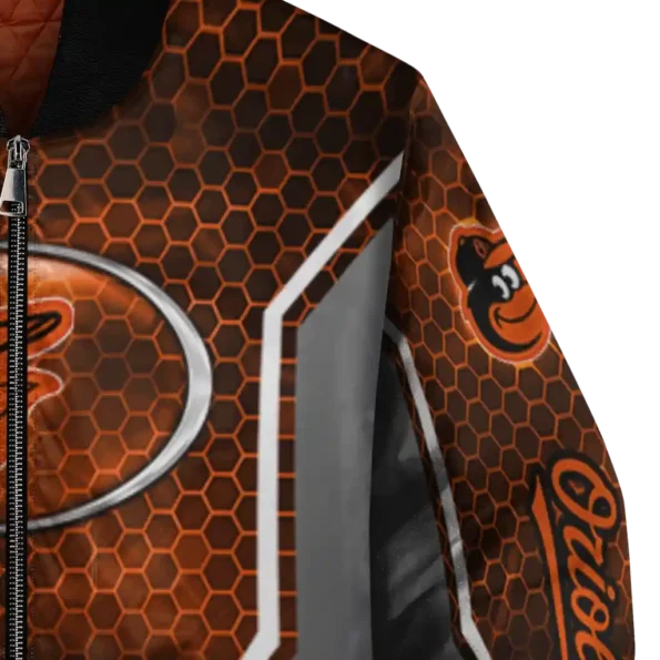 customized baltimore orioles power plate orange bomber jacket premium grade