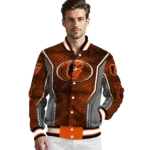customized baltimore orioles power plate orange varsity jacket best selling