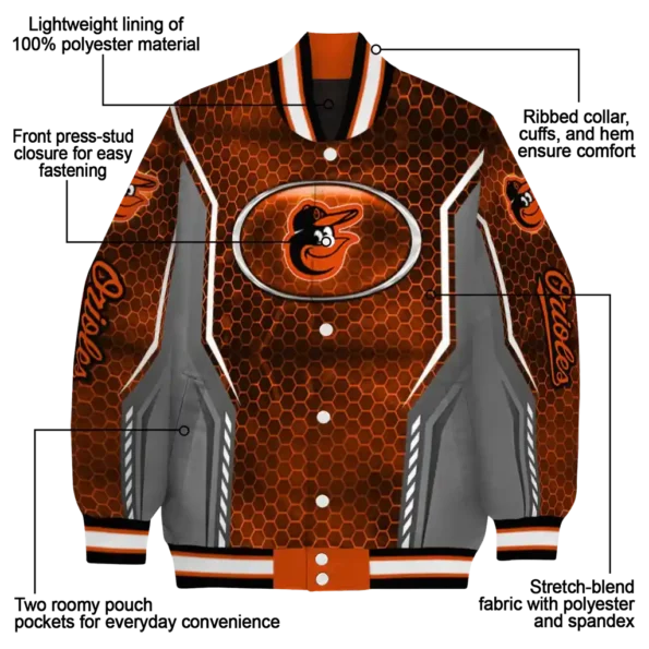 customized baltimore orioles power plate orange varsity jacket new arrival