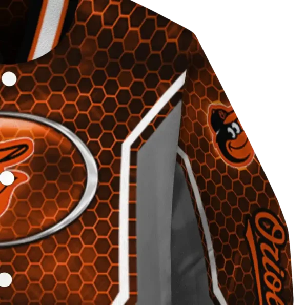 customized baltimore orioles power plate orange varsity jacket premium grade