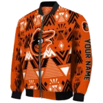 customized baltimore orioles pyramid shapes orange bomber jacket best selling