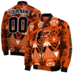 customized baltimore orioles pyramid shapes orange bomber jacket best selling