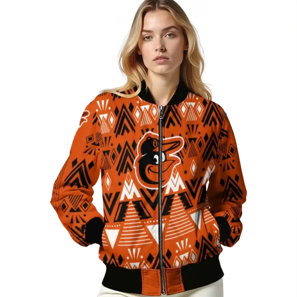 customized baltimore orioles pyramid shapes orange bomber jacket latest model