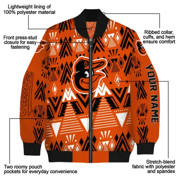 customized baltimore orioles pyramid shapes orange bomber jacket new arrival