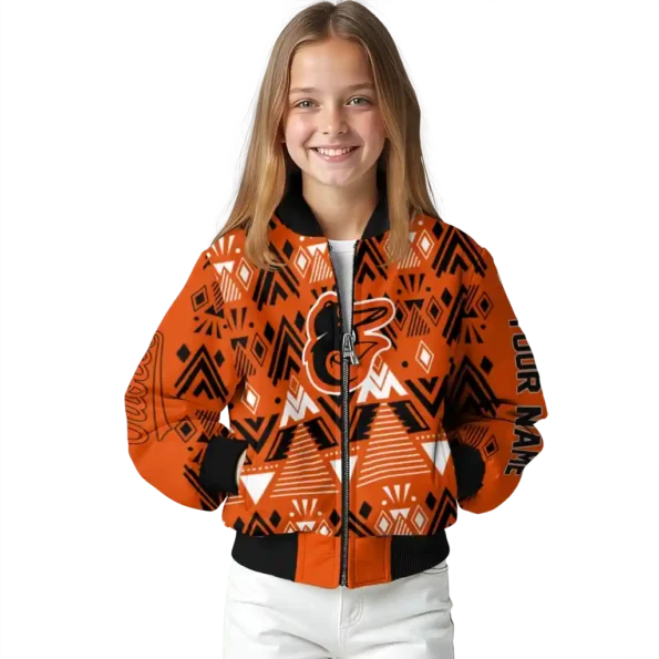 customized baltimore orioles pyramid shapes orange bomber jacket top rated
