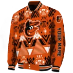 customized baltimore orioles pyramid shapes orange varsity jacket best selling