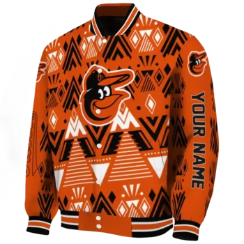 customized baltimore orioles pyramid shapes orange varsity jacket best selling