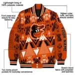 customized baltimore orioles pyramid shapes orange varsity jacket best selling
