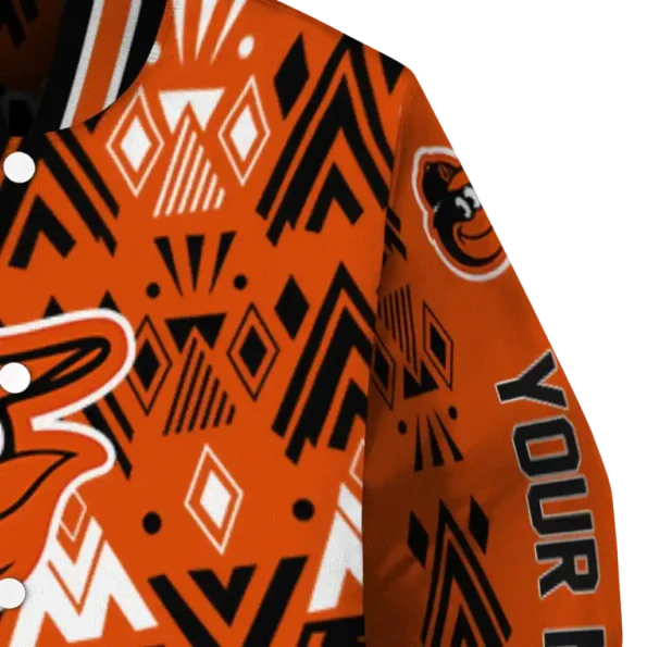 customized baltimore orioles pyramid shapes orange varsity jacket premium grade