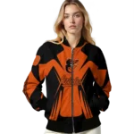 customized baltimore orioles spider mark orange black crocs bomber jacket best selling