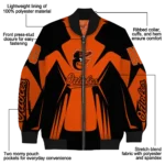 customized baltimore orioles spider mark orange black crocs bomber jacket best selling