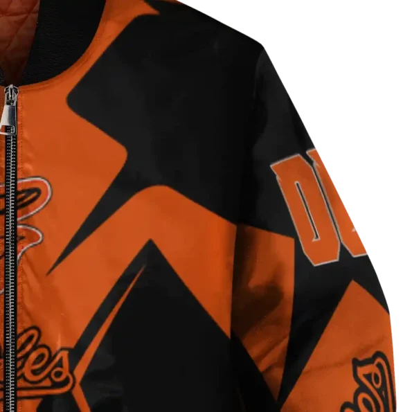 customized baltimore orioles spider mark orange black crocs bomber jacket premium grade