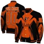 customized baltimore orioles spider mark orange black crocs varsity jacket best selling