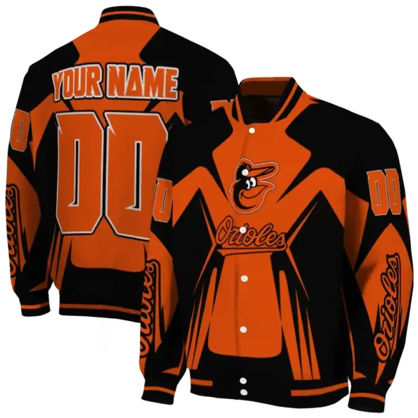 customized baltimore orioles spider mark orange black crocs varsity jacket fashion forward