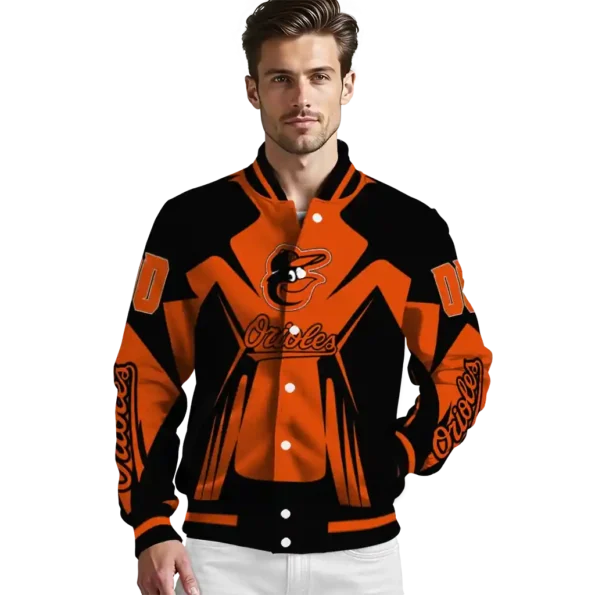 customized baltimore orioles spider mark orange black crocs varsity jacket high quality