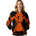 customized baltimore orioles spider mark orange black crocs varsity jacket best selling