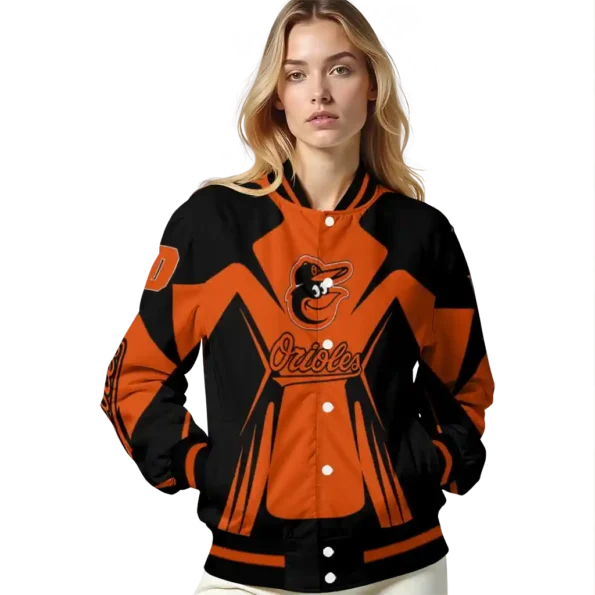 customized baltimore orioles spider mark orange black crocs varsity jacket latest model