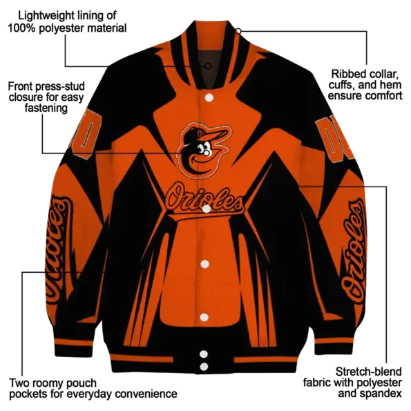 customized baltimore orioles spider mark orange black crocs varsity jacket new arrival