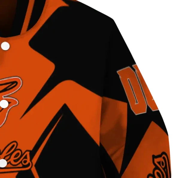 customized baltimore orioles spider mark orange black crocs varsity jacket premium grade