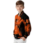 customized baltimore orioles spider mark orange black crocs varsity jacket best selling
