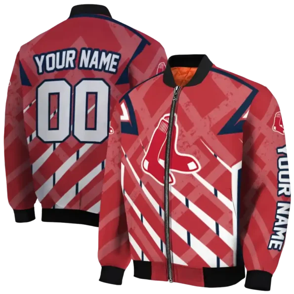customized boston red sox chevron angles red bomber jacket fashion forward