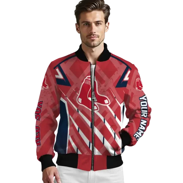 customized boston red sox chevron angles red bomber jacket high quality