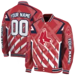 customized boston red sox chevron angles red varsity jacket best selling