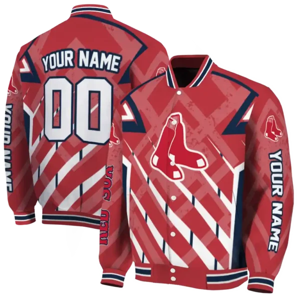 customized boston red sox chevron angles red varsity jacket fashion forward