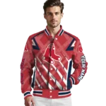 customized boston red sox chevron angles red varsity jacket best selling