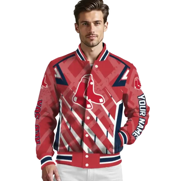 customized boston red sox chevron angles red varsity jacket high quality