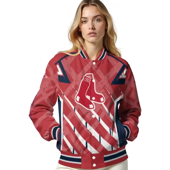 customized boston red sox chevron angles red varsity jacket latest model