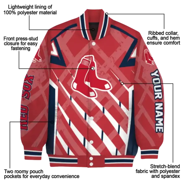 customized boston red sox chevron angles red varsity jacket new arrival