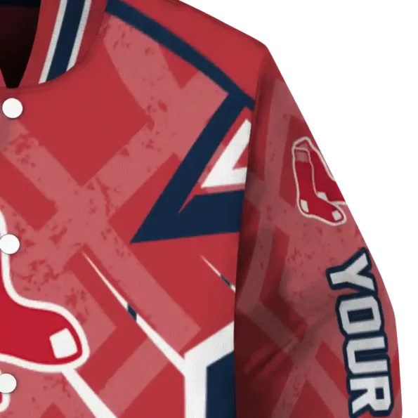 customized boston red sox chevron angles red varsity jacket premium grade