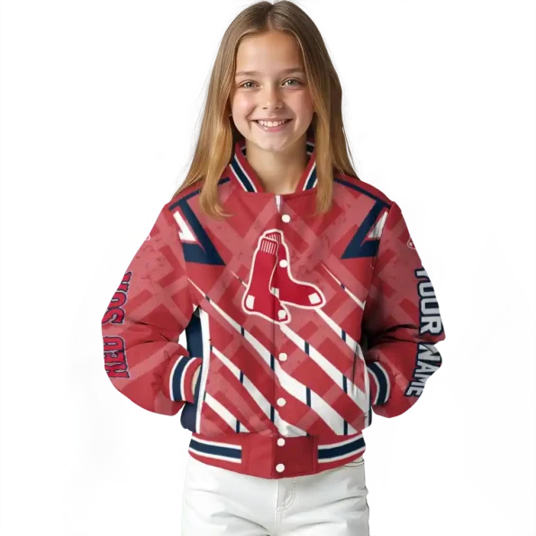 customized boston red sox chevron angles red varsity jacket top rated