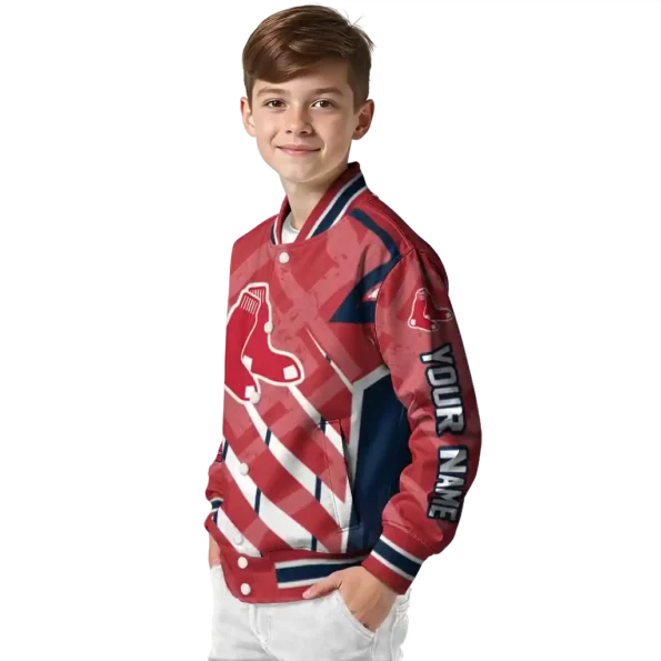 customized boston red sox chevron angles red varsity jacket trendy
