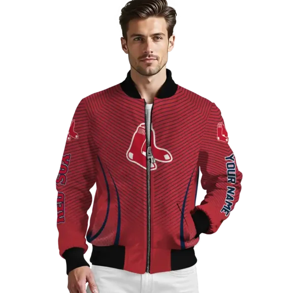 customized boston red sox chevron arrow red bomber jacket high quality