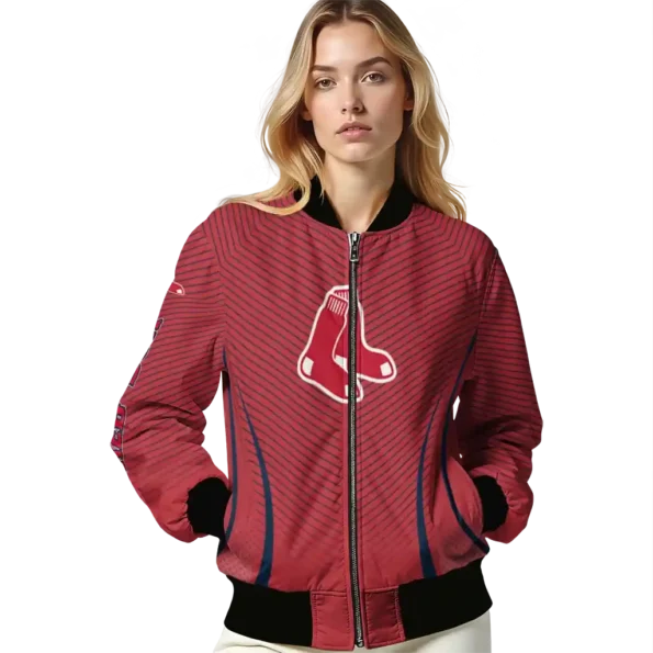 customized boston red sox chevron arrow red bomber jacket latest model