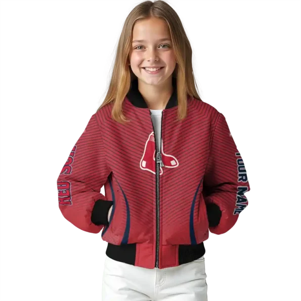 customized boston red sox chevron arrow red bomber jacket top rated