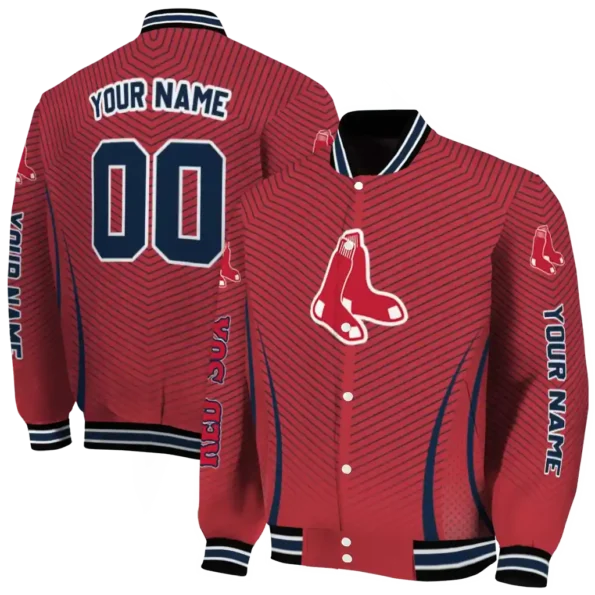 customized boston red sox chevron arrow red varsity jacket fashion forward
