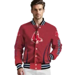customized boston red sox chevron arrow red varsity jacket best selling