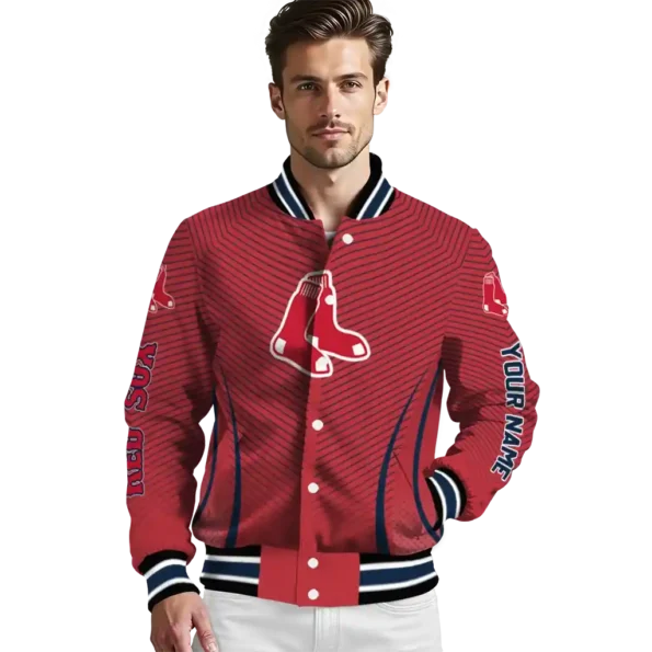 customized boston red sox chevron arrow red varsity jacket high quality