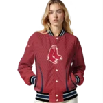 customized boston red sox chevron arrow red varsity jacket best selling
