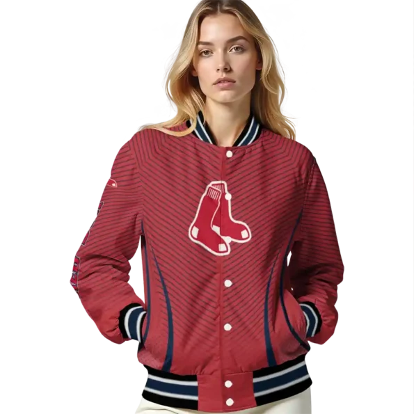 customized boston red sox chevron arrow red varsity jacket latest model