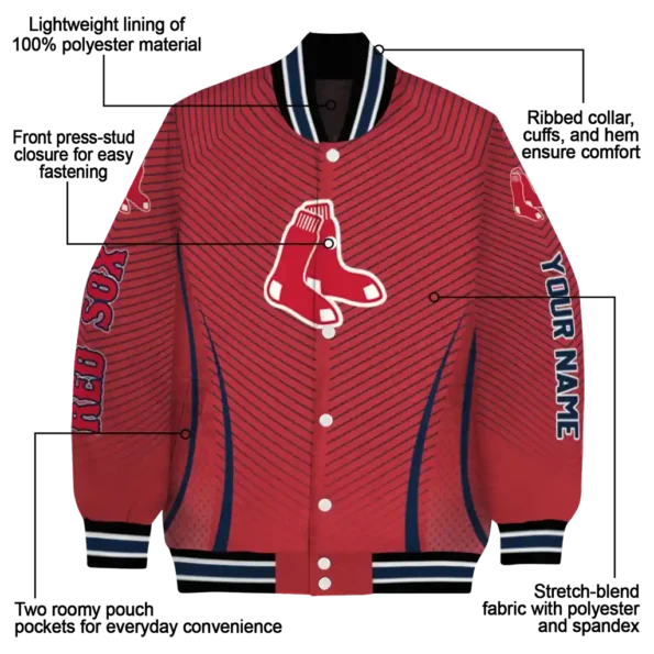 customized boston red sox chevron arrow red varsity jacket new arrival