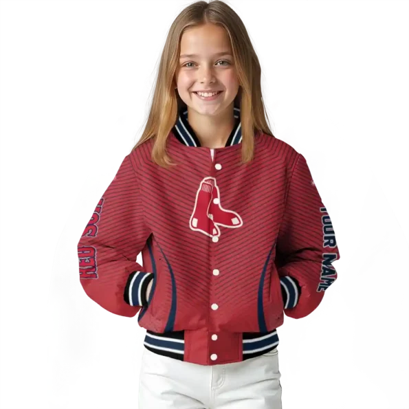 customized boston red sox chevron arrow red varsity jacket top rated