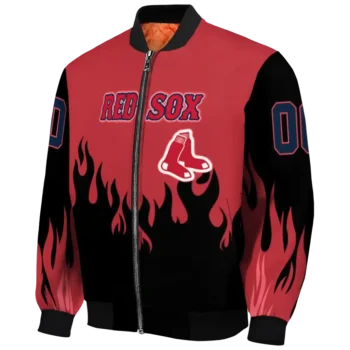 customized boston red sox flame border red black bomber jacket best selling