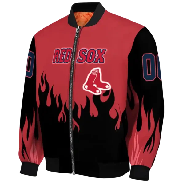 customized boston red sox flame border red black bomber jacket best selling